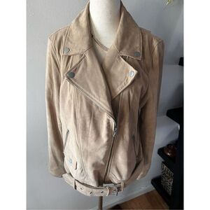 Ugg leather jacket moto style tan color size large